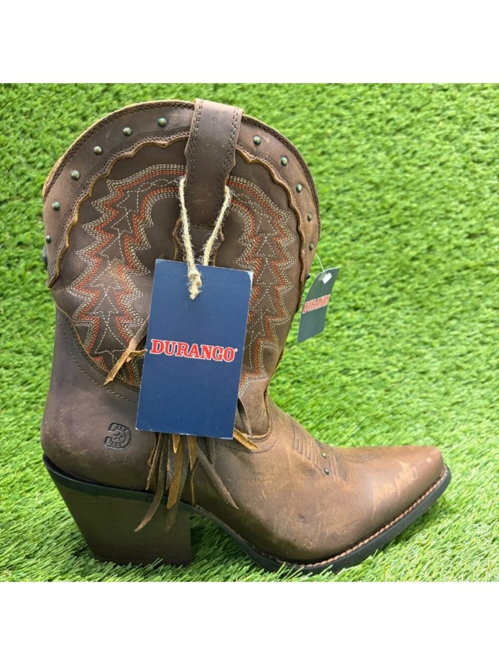 Durango Crush Womens Size 9 Brown Cowgirl Western Snip Toe Zip Up Fashion Boots